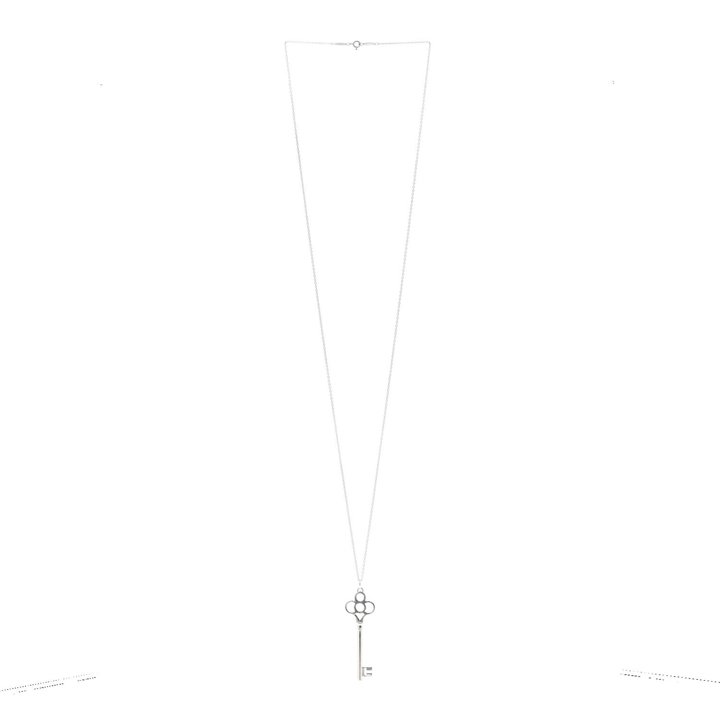 Sterling Silver Large Crown Key Pendant Necklace