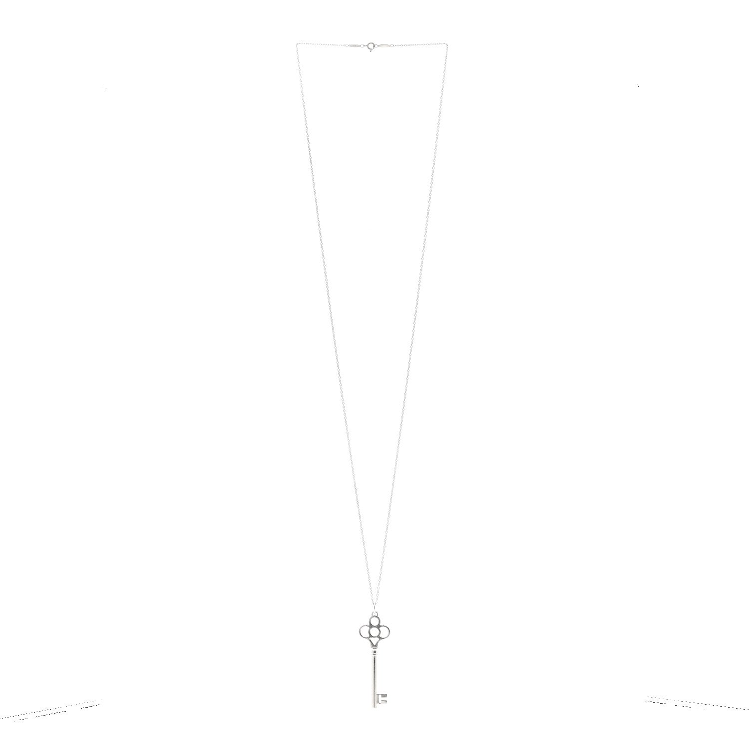 Tiffany Sterling Silver Large Crown Key Pendant Necklace 3 of 5