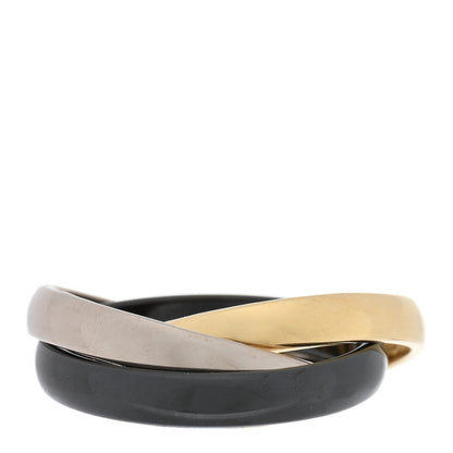 Cartier 18K White Yellow Gold Black Ceramic Trinity Ring 46 3.75 3 of 4