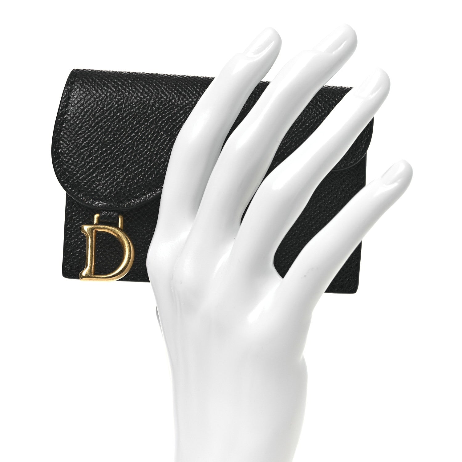 Christian Dior Grained Calfskin Saddle Card Holder Black 2 of 10
