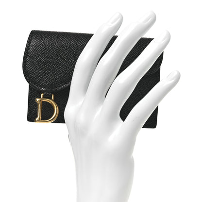 Christian Dior Grained Calfskin Saddle Card Holder Black 2 of 10