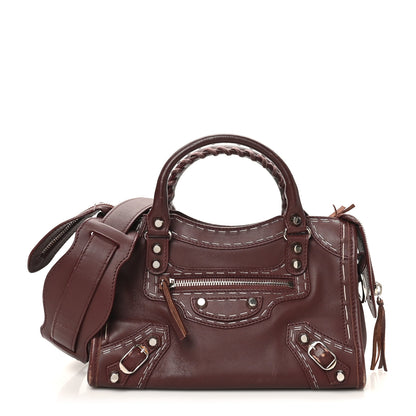 Balenciaga Calfskin Topstitch Classic Silver Hardware Mini City Rouge Lie De Vin 1 of 12