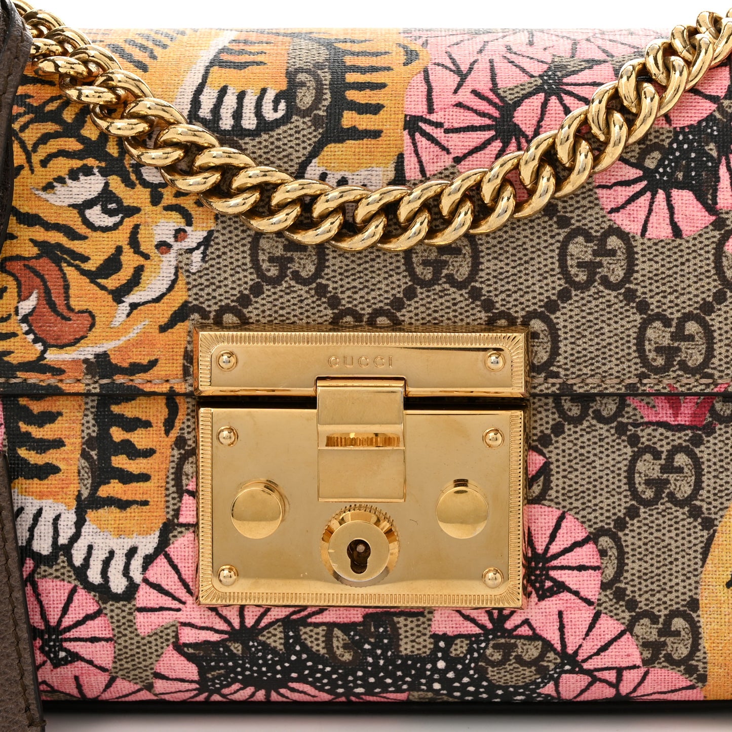 GG Supreme Monogram Bengal Small Padlock Shoulder Bag Beige Pink