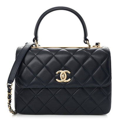 Chanel Lambskin Quilted Small Trendy CC Flap Dual Handle Bag Navy 1 of 11