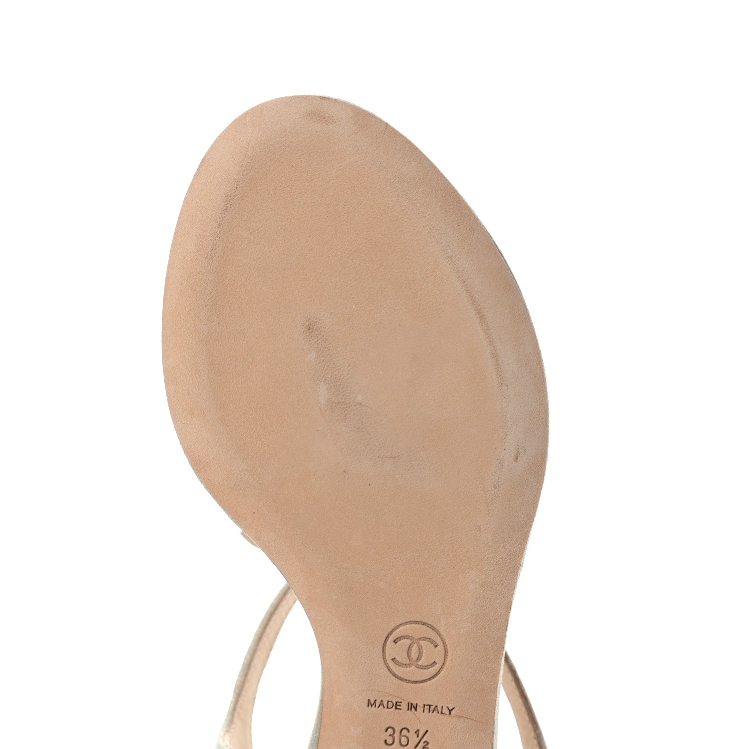 Chanel Metallic Suede Cork CC Thong Sandals 36.5 Silver 8 of 13
