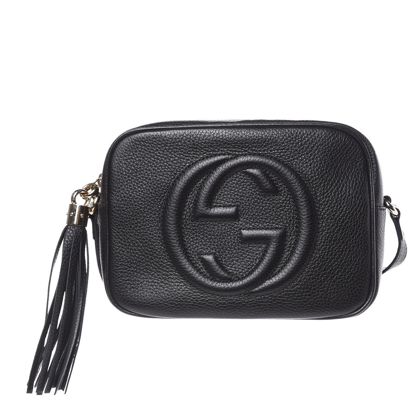 Pebbled Calfskin Small Soho Disco Bag Black