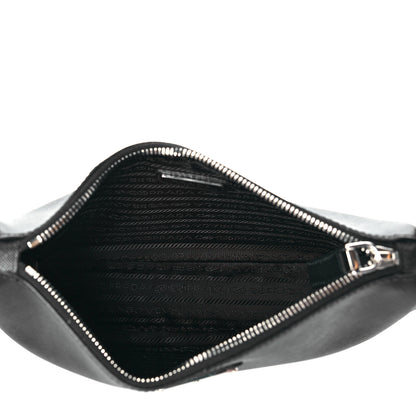 Prada Saffiano Travel Pocket Zippered Shoulder Bag Black 7 of 10