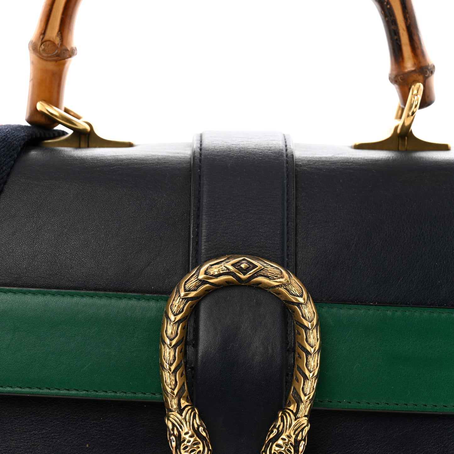 Moon Calfskin Bamboo Web Medium Dionysus Top Handle Bag Blue Emerald Hibiscus Red