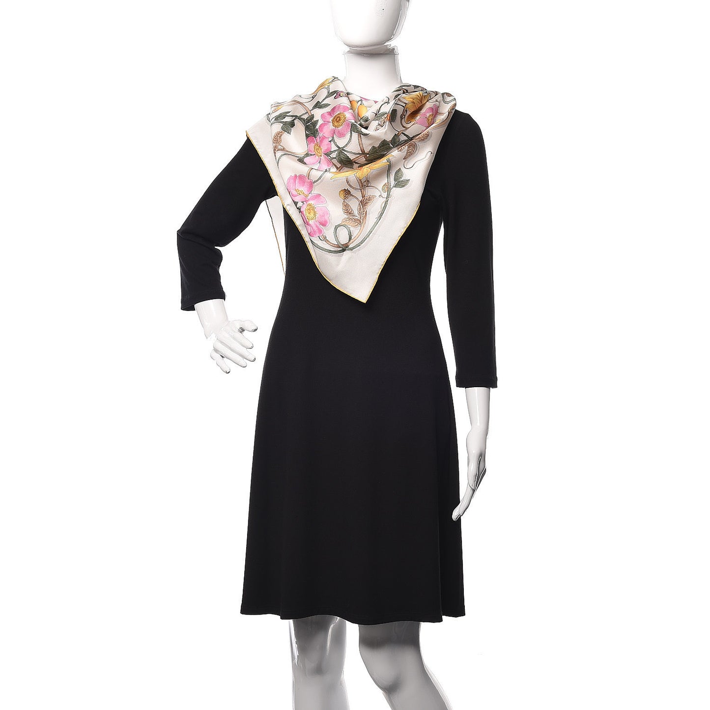 Silk Twill Flowerwebby Square Scarf White