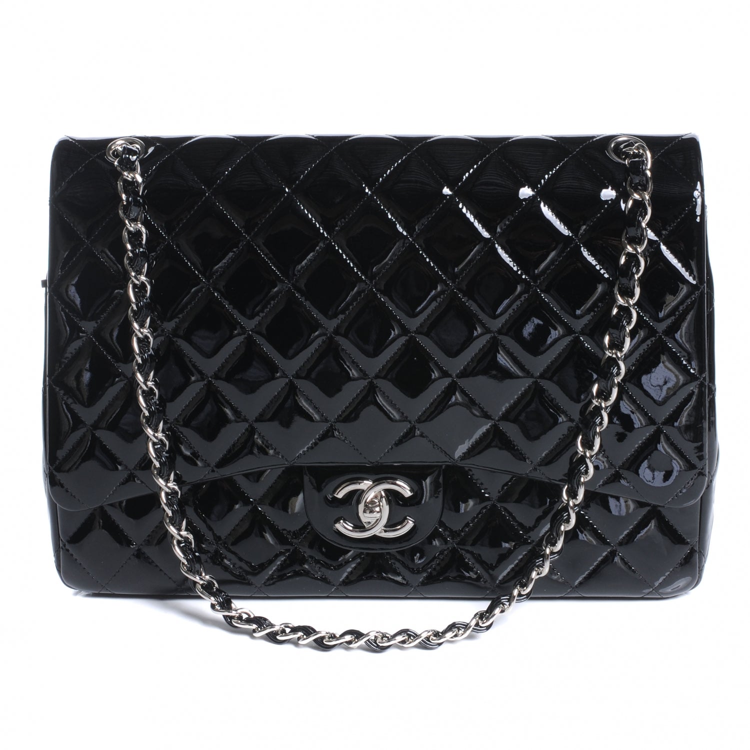 Chanel Patent Quilted Maxi Double Flap Black 1 of 9