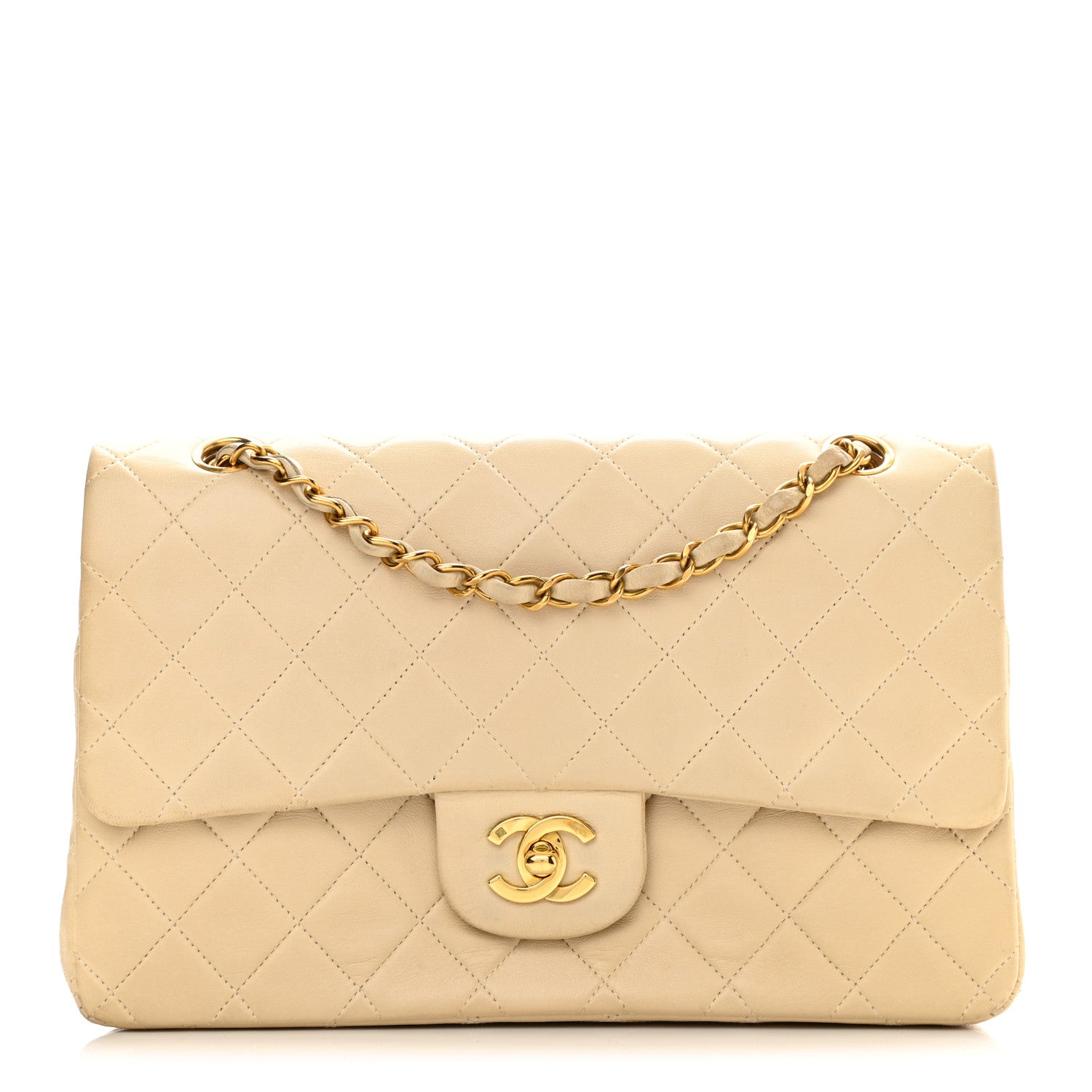 Chanel Lambskin Quilted Medium Double Flap Beige 1 of 15