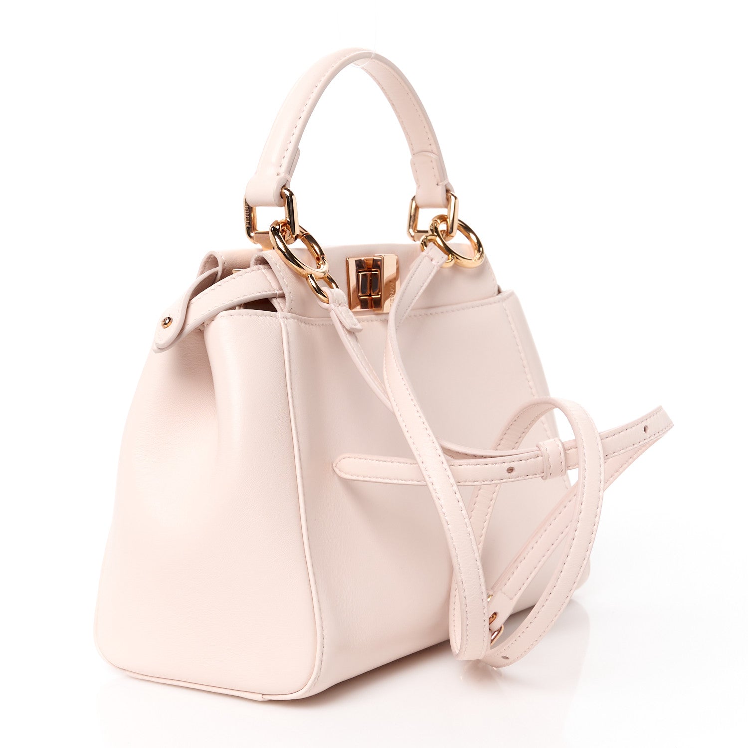 Fendi Nappa Mini Peekaboo Iconic Satchel Egg Shell 3 of 11