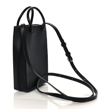 Balenciaga Squared Calfskin Logo Shopping Phone Holder Bag Black 3 of 9