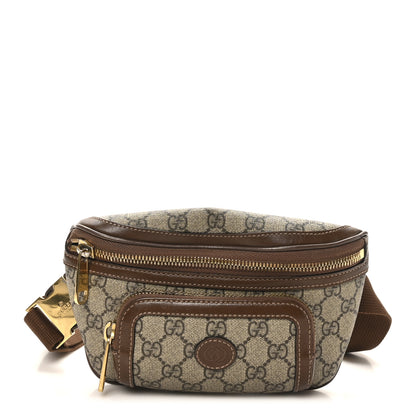 Gucci GG Supreme Monogram Textured Calfskin Retro Interlocking G Belt Bag Beige Ebony Brown Sugar 1 of 10