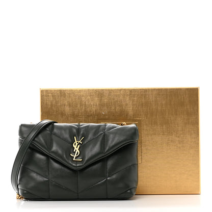 Saint Laurent Lambskin Quilted Toy Loulou Puffer Monogram Chain Satchel Verte Fonce 11 of 11