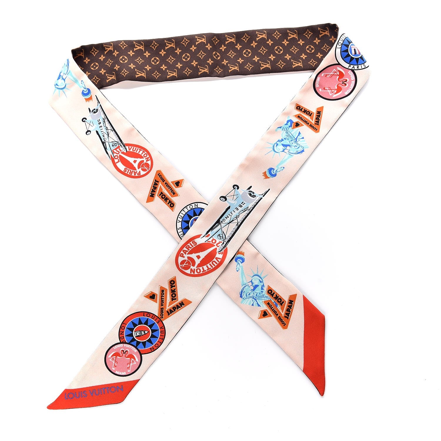 Louis Vuitton Silk Monogram World Tour Stickers BB Bandeau Nude 1 of 5