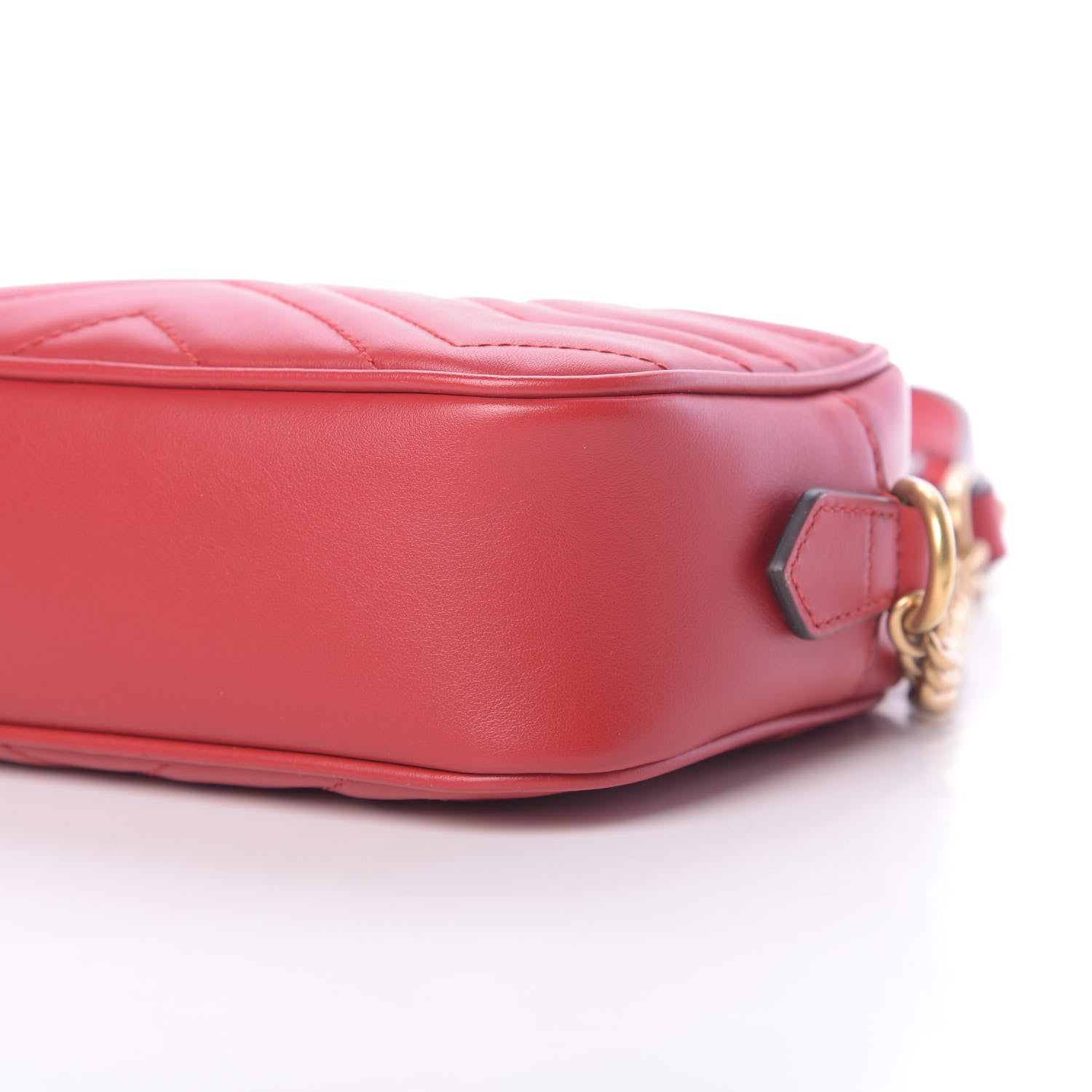 Gucci Calfskin Matelasse Mini GG Marmont Chain Shoulder Bag Hibiscus Red 10 of 10