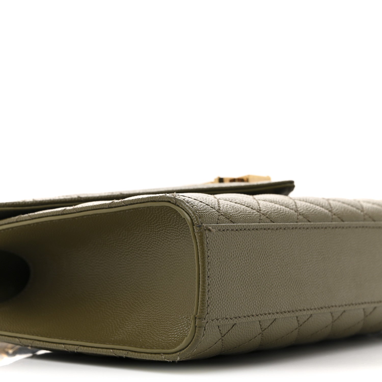 Saint Laurent Grain De Poudre Textured Mixed Matelasse Triquilt Medium Monogram Satchel Vert Kaki 9 of 13