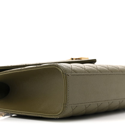 Saint Laurent Grain De Poudre Textured Mixed Matelasse Triquilt Medium Monogram Satchel Vert Kaki 9 of 13