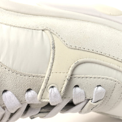 Chanel Suede Calfskin Fabric CC Sneakers 36 White 10 of 10