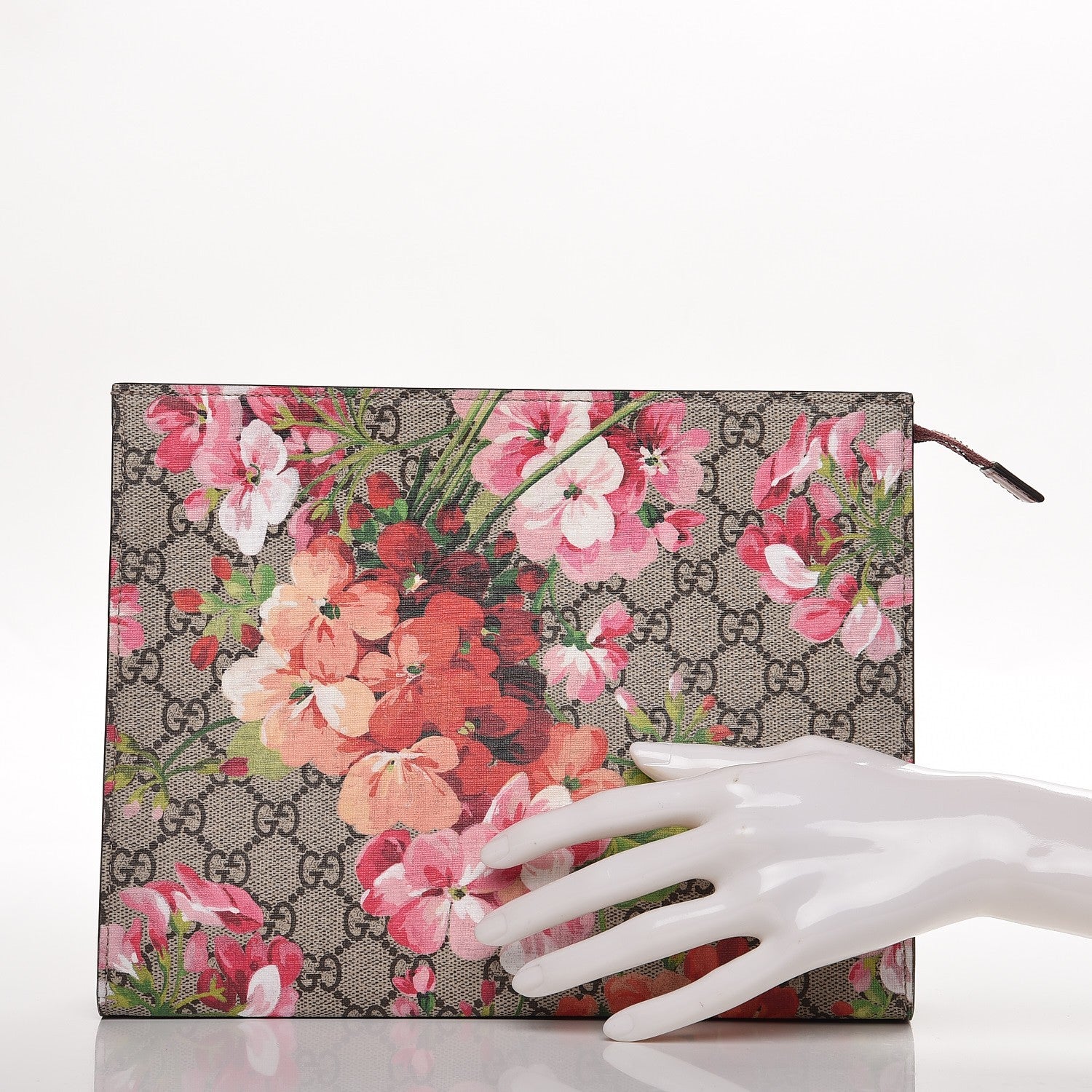 Gucci GG Supreme Monogram Blooms Large Cosmetic Case Beige Multicolor Dry Rose 2 of 9