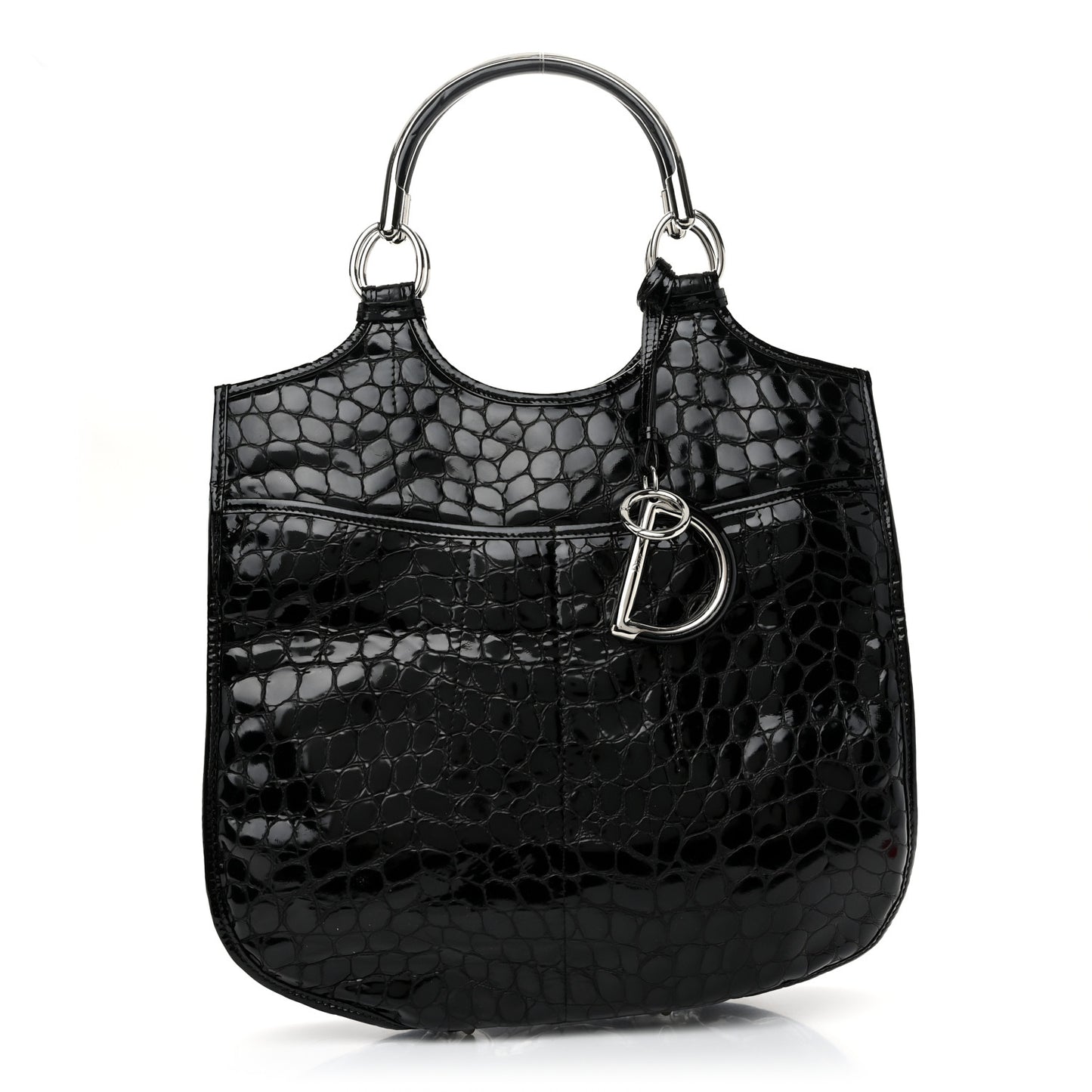 Patent Crocodile Embossed 61 Tote Black