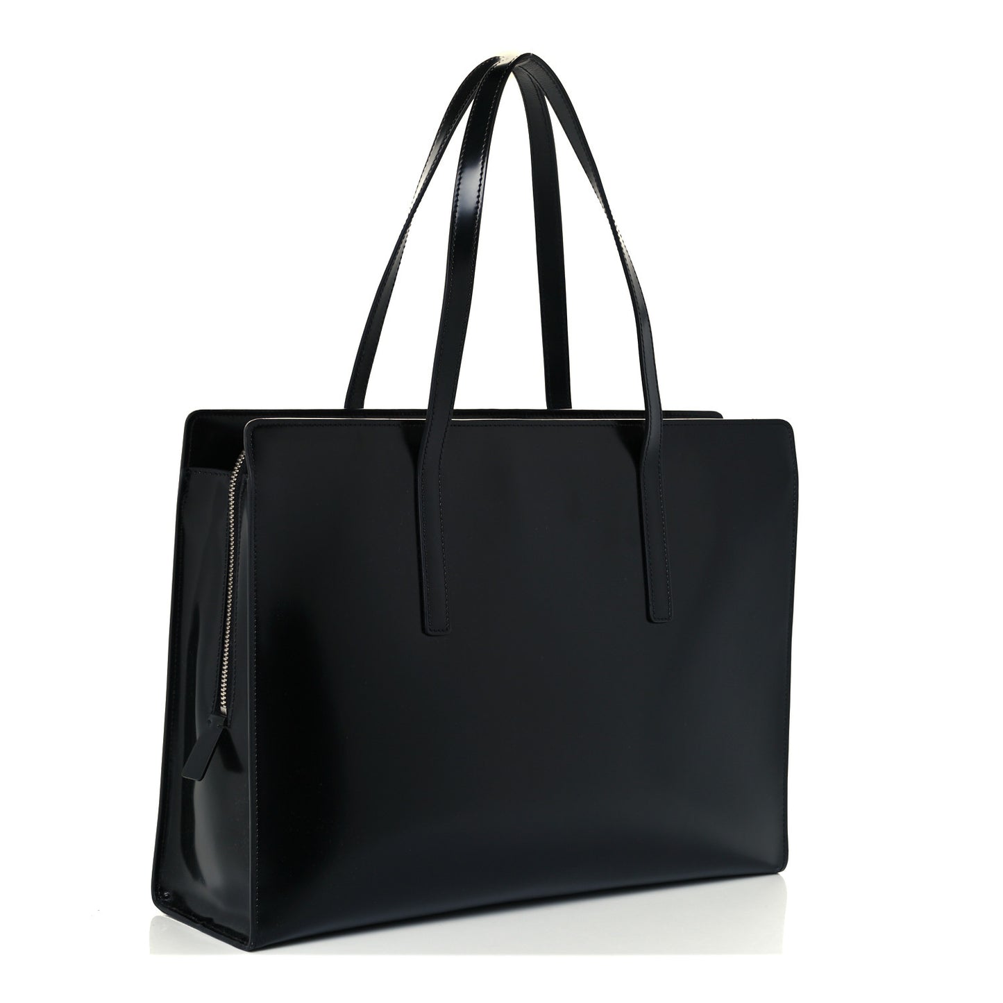 Spazzolato Large Re-Edition 1995 Double Handle Handbag Black