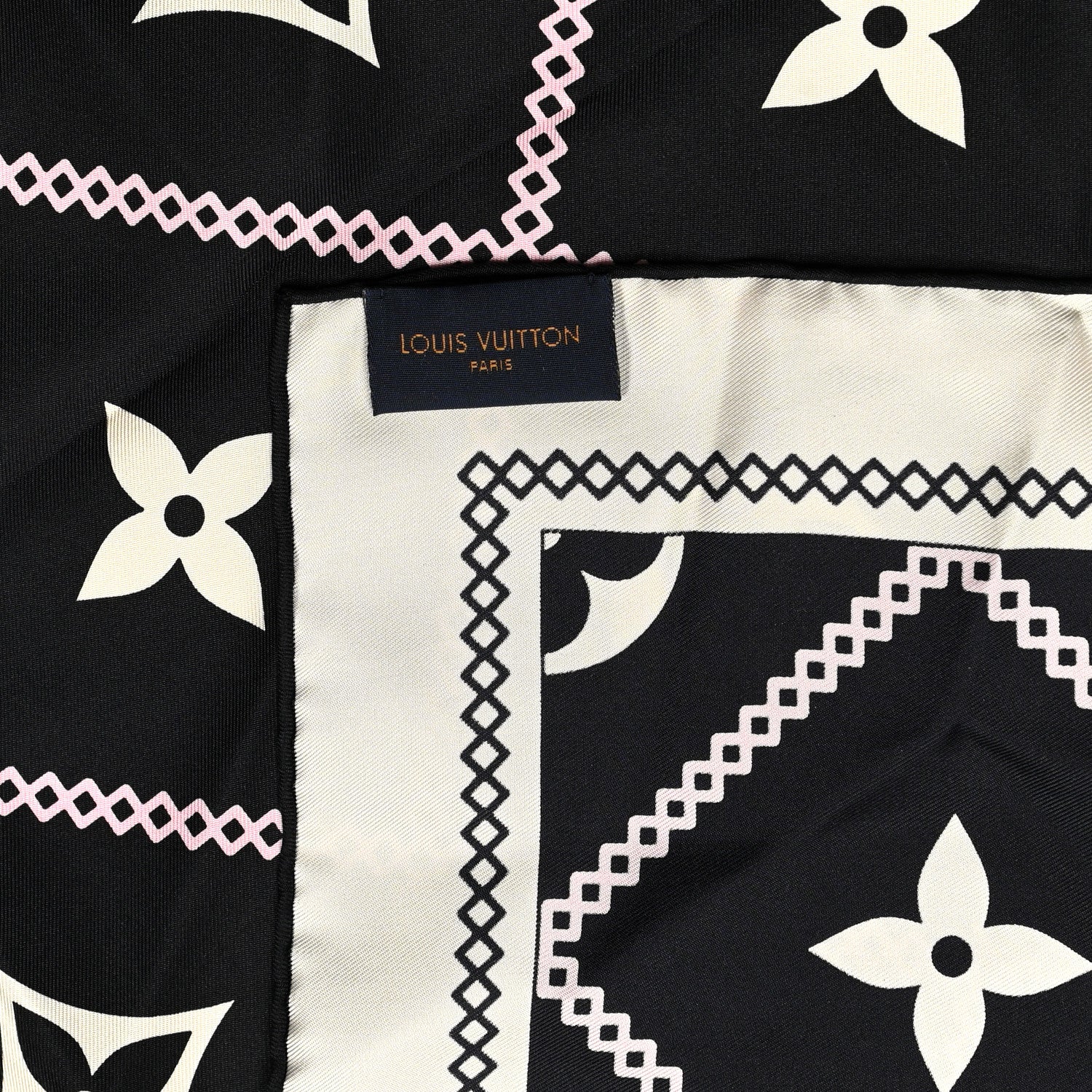 Louis Vuitton Silk Monogram Croisillon Scarf Black 4 of 4