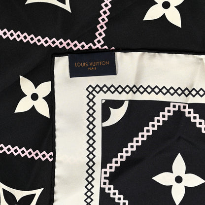 Louis Vuitton Silk Monogram Croisillon Scarf Black 4 of 4