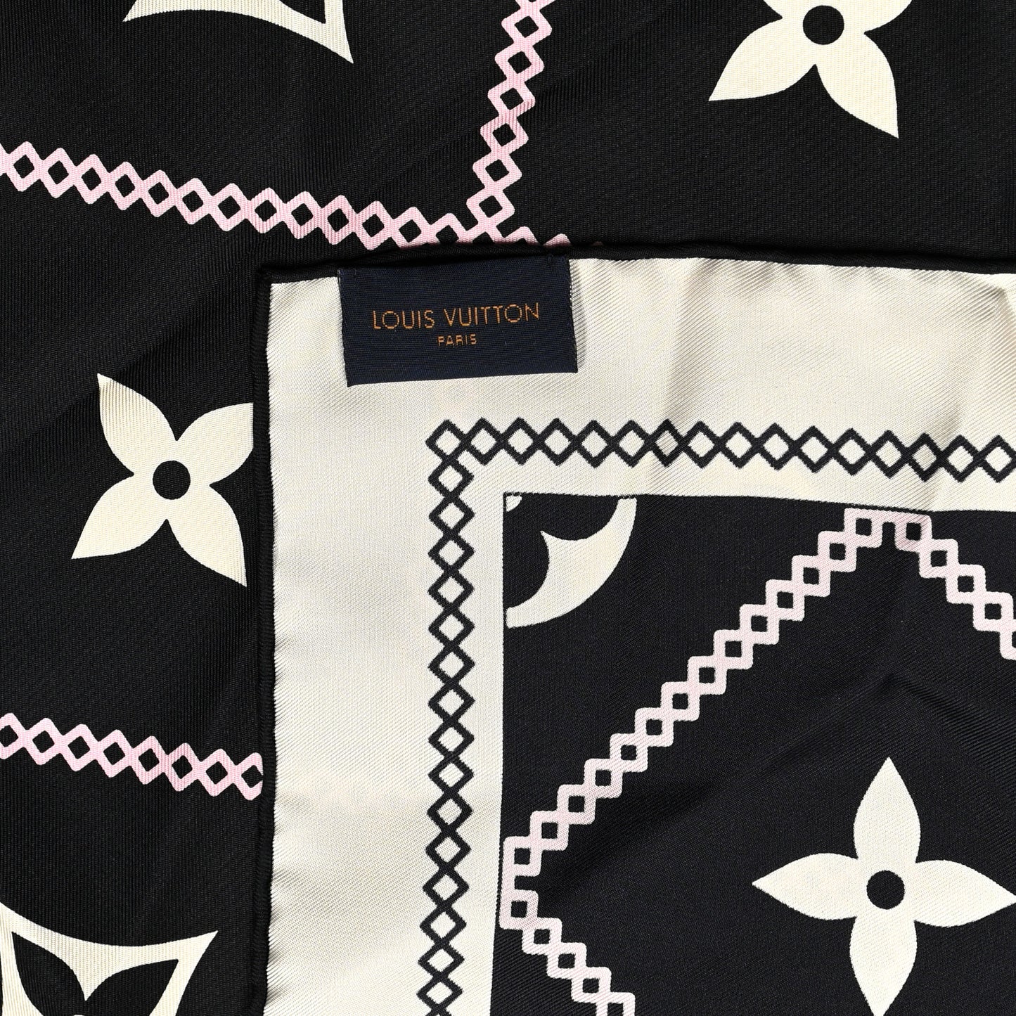 Silk Monogram Croisillon Scarf Black