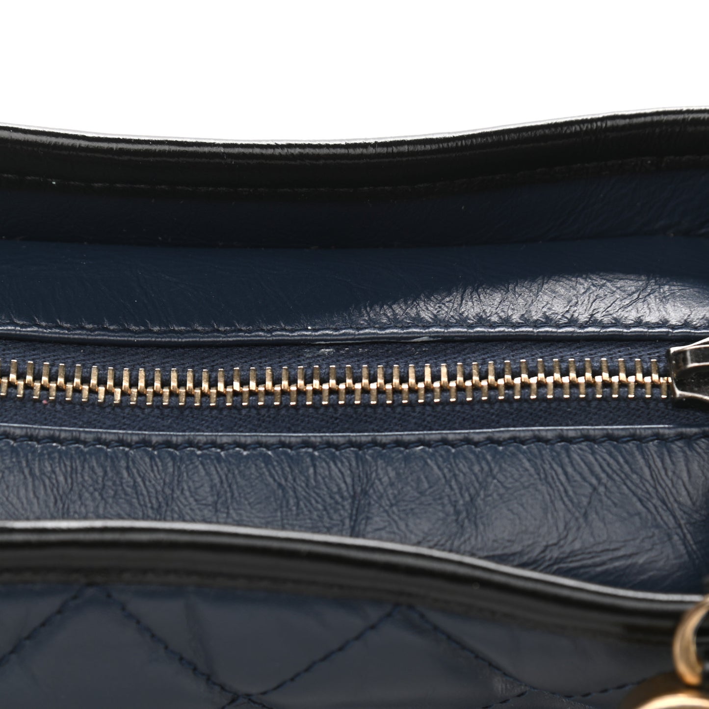 Aged Calfskin Quilted Small Gabrielle Hobo Navy Black
