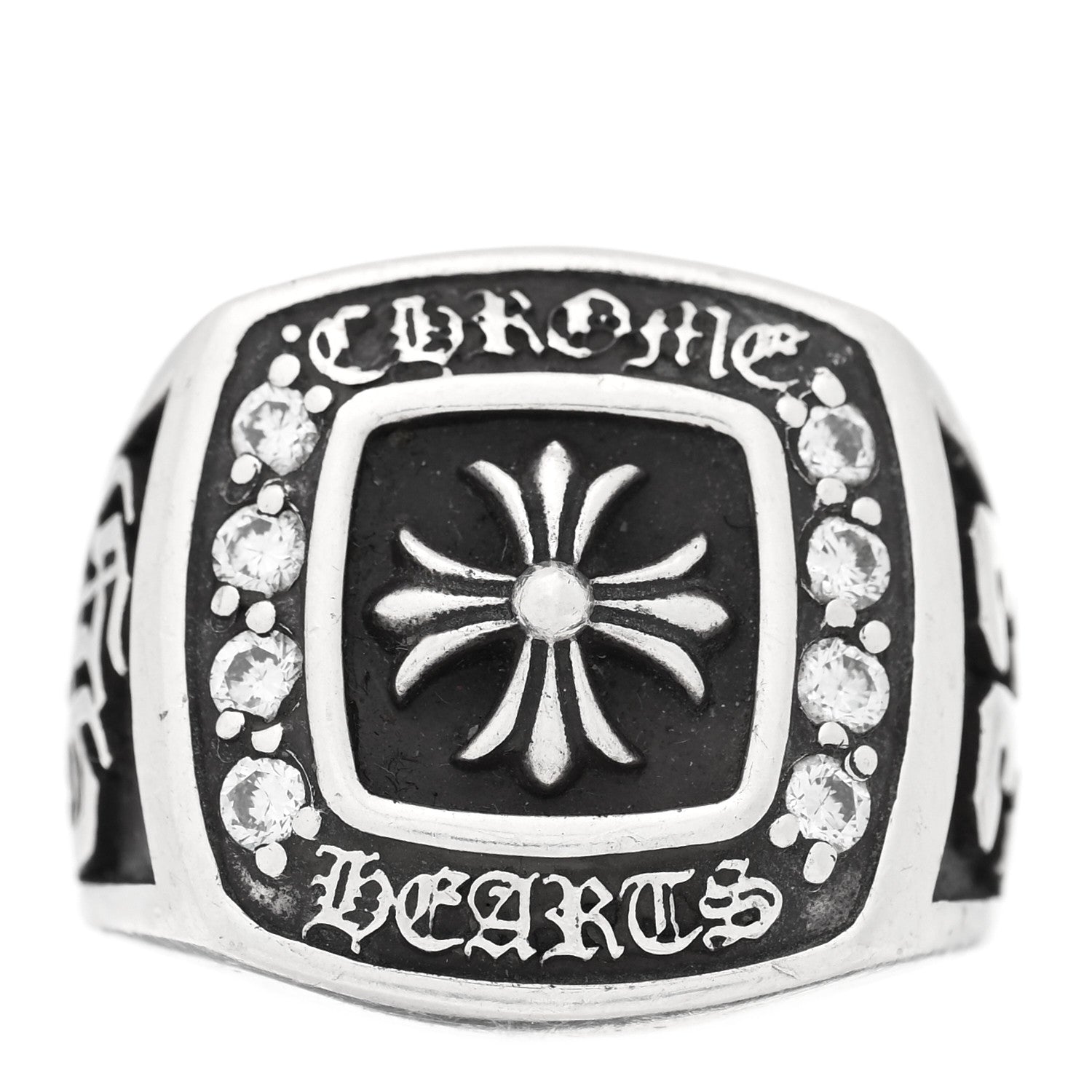 Chrome Hearts Sterling Silver Diamond Large Champion Ring 58 8.25 1 of 5