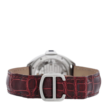 Cartier Stainless Steel Alligator 35mm Cle De Cartier Automatic Watch Burgundy 3 of 5