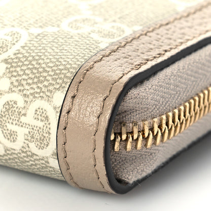 Gucci GG Supreme Monogram Textured Dollar Calfskin Web Ophidia Zip Around Wallet Beige Mystic White Oatmeal 9 of 10