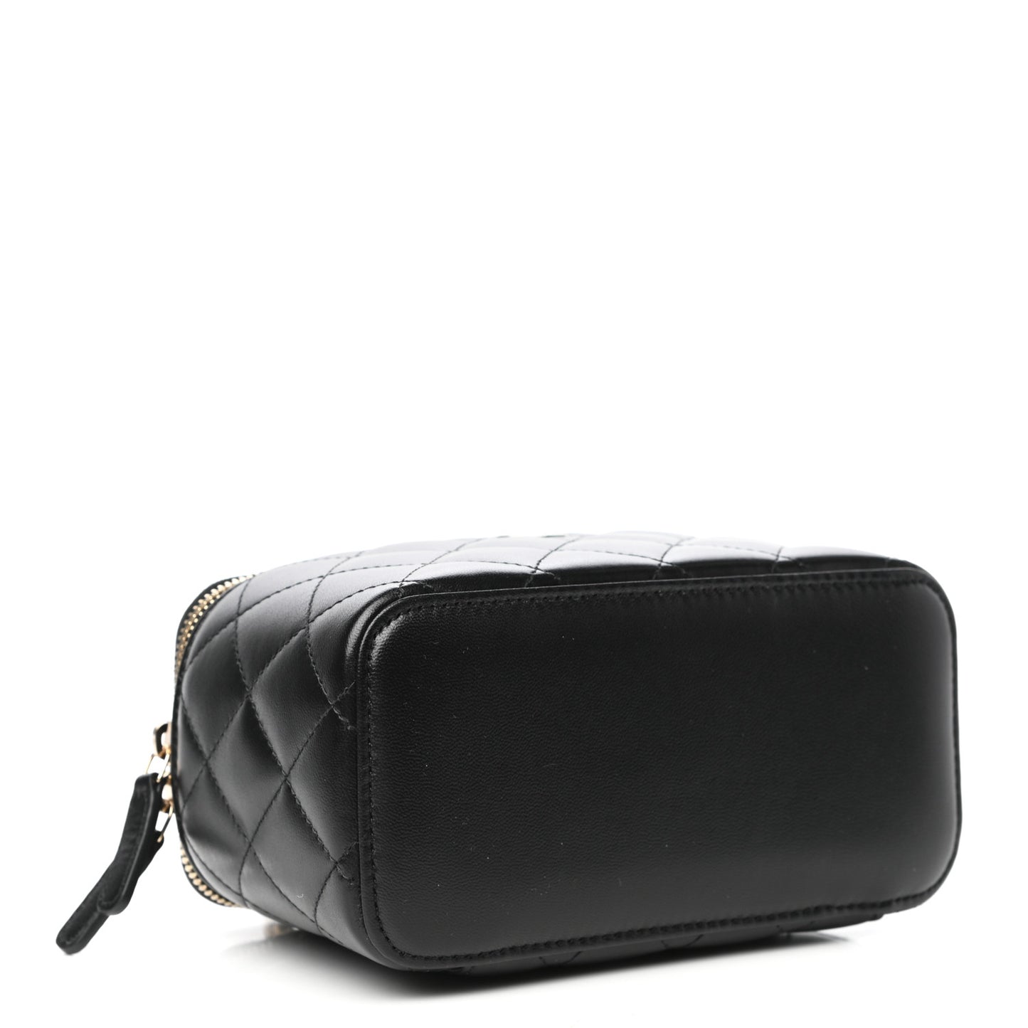 Lambskin Quilted Small Vanity Case With Chain Black