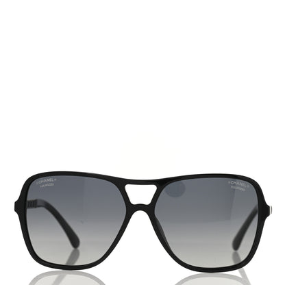 Chanel Metal Calfskin Polarized CC Chain Pilot Sunglasses 5439-Q-A Black 2 of 8