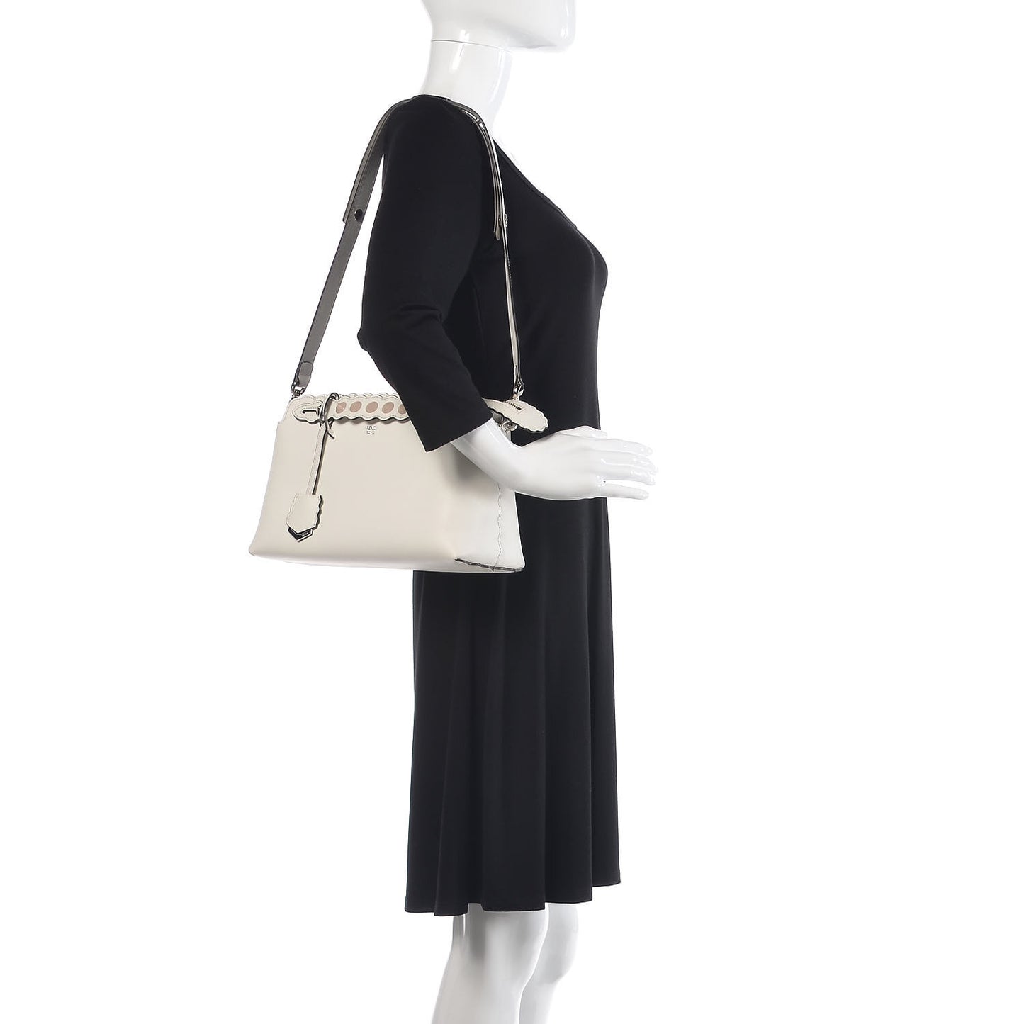 Vitello Dolce Scalloped Studded Medium By The Way Boston Bag White Ice