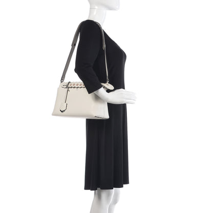 Fendi Vitello Dolce Scalloped Studded Medium By The Way Boston Bag White Ice 2 of 10