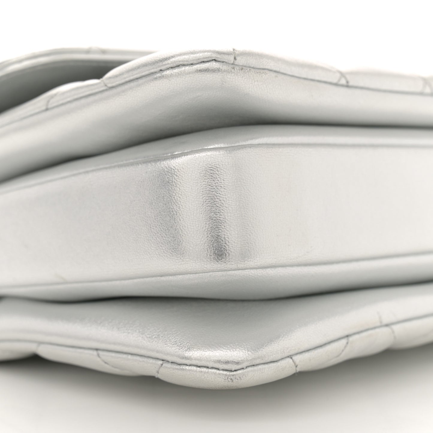 Metallic Lambskin Quilted Small Trendy CC Flap Dual Handle Bag Silver