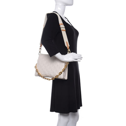 Louis Vuitton Lambskin Embossed Monogram Coussin PM Beige Cream 2 of 12