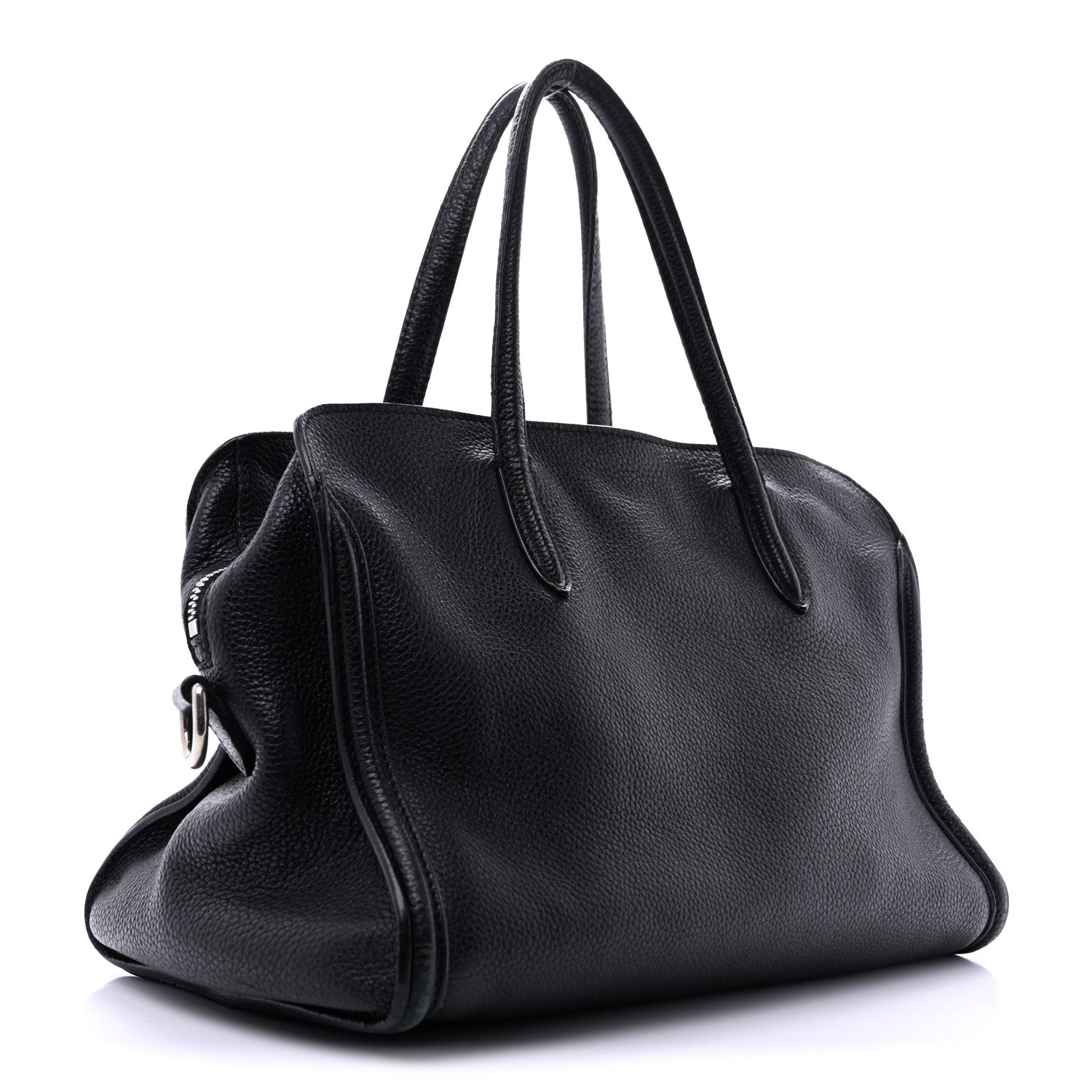 Alexander McQueen Pebbled Calfskin Mini Skull Padlock Zip Around Tote Black 3 of 15