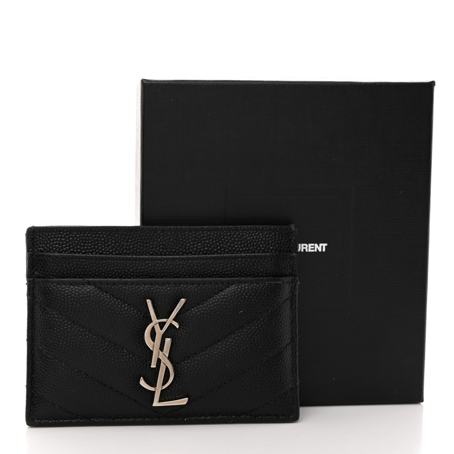 Grain De Poudre Matelasse Chevron Monogram Credit Card Case Black