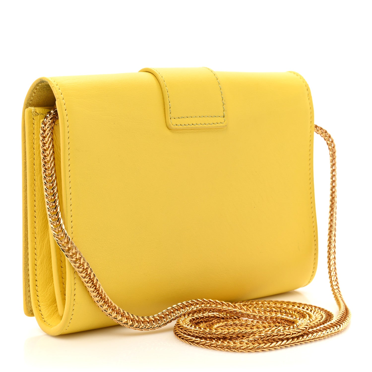 Saint Laurent Calfskin Mini Y Ligne Crossbody Pochette Bag Yellow 3 of 24