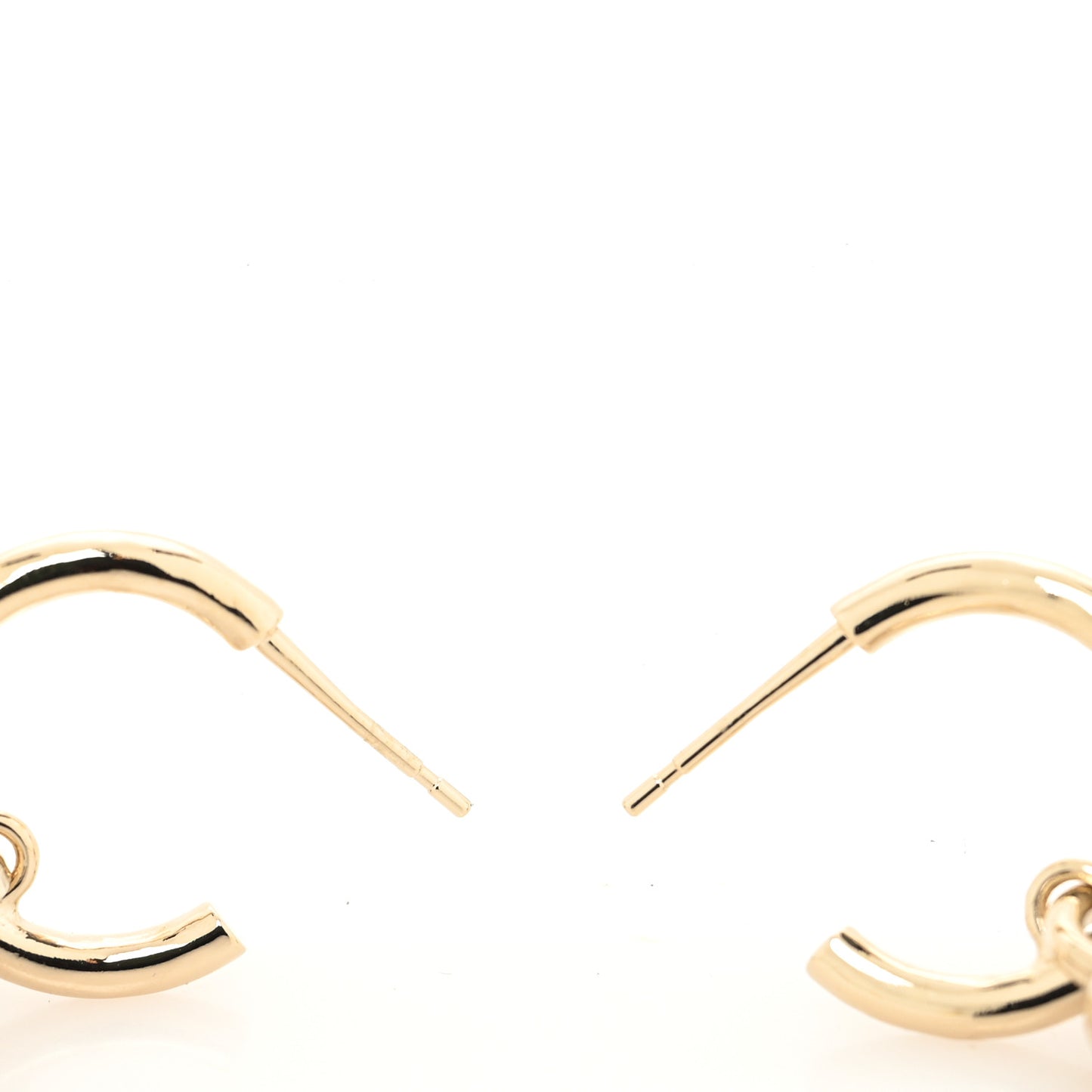 Metal CC Heart Turnlock Drop Earrings Gold