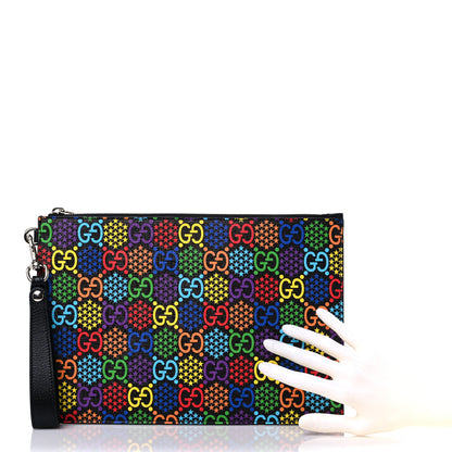 Gucci GG Supreme Monogram Psychedelic Zip Wristlet Pouch Black Multicolor 2 of 9