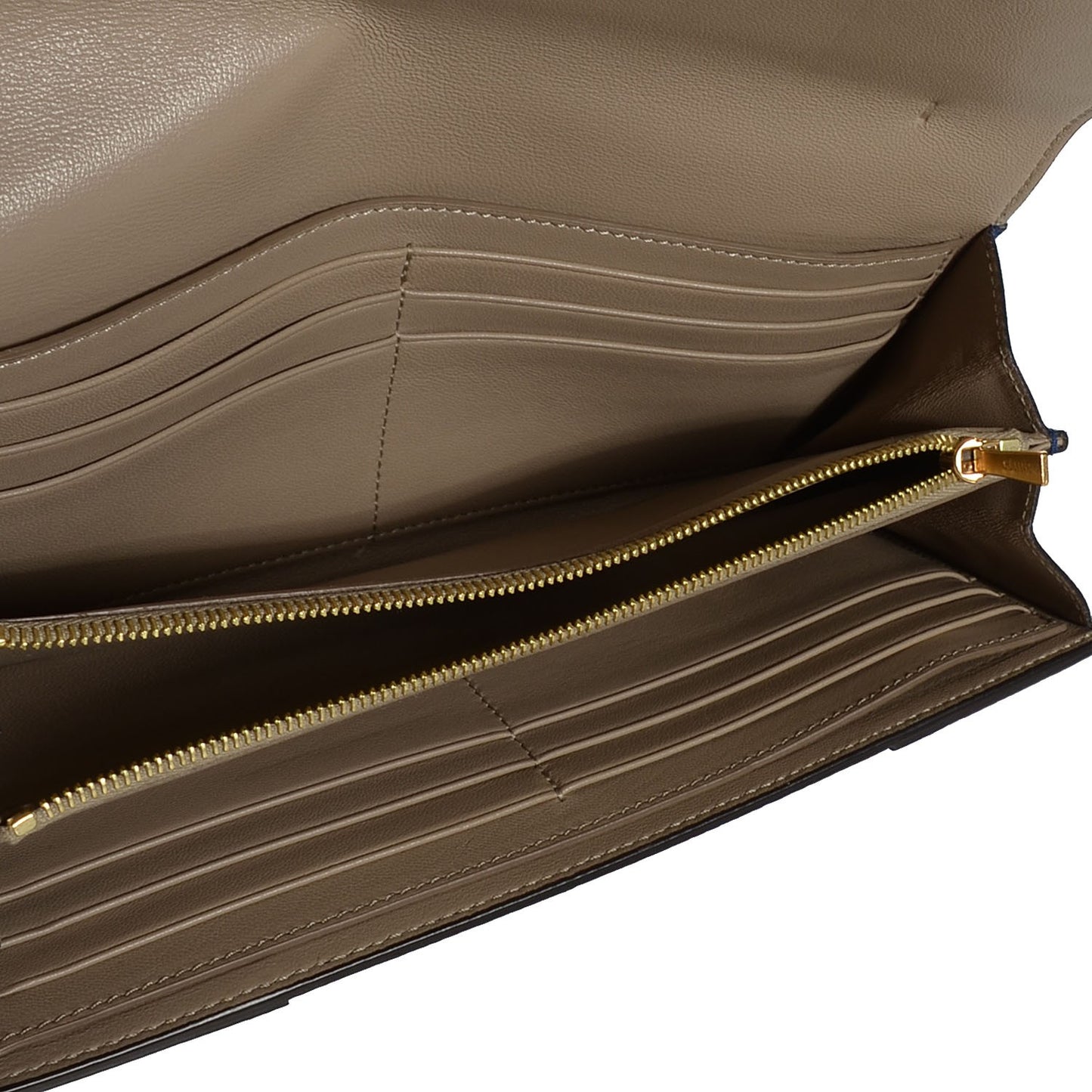 Drummed Calfskin Large Flap Multifunction Wallet Indigo