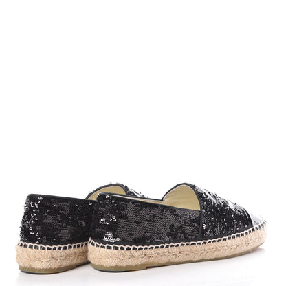 Chanel Patent Sequin CC Espadrilles 39 Black 4 of 14