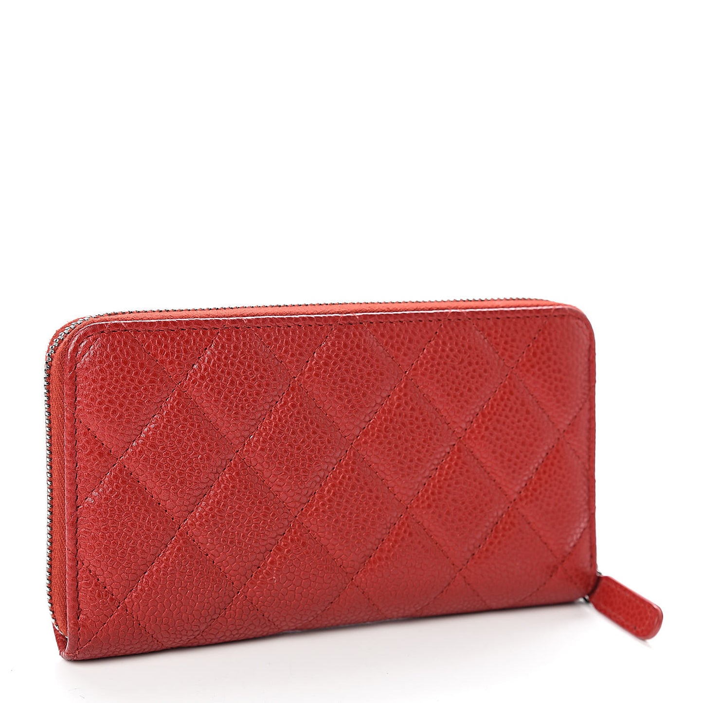 Caviar Quilted Small Zip Around Wallet Red