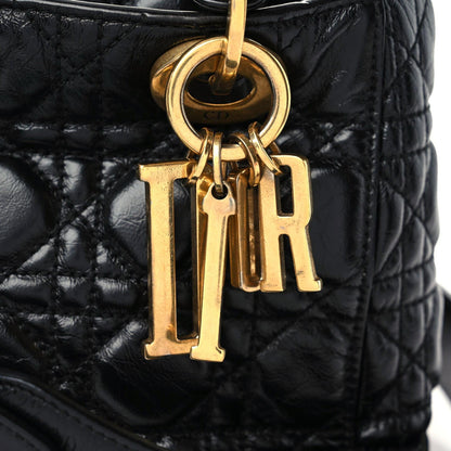 Christian Dior Crinkled Patent Cannage Small Lucky Badges My Lady Dior Black 9 of 15