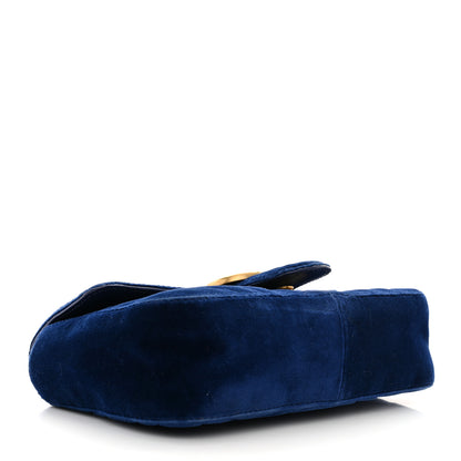 Gucci Velvet Matelasse Mini GG Marmont Shoulder Bag Cobalt Blue 4 of 12